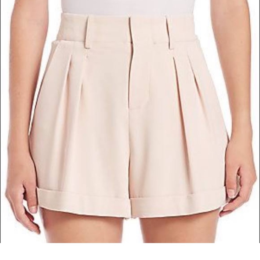 Alice + Olivia Blush Pleated High-Waist Tailored Shorts